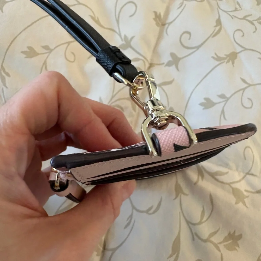 NWT Kate Spade Card Case‎ Lanyard Cameron Paper Rose Pink Multi Wallet ID Holder